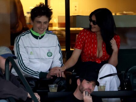 Тимоти Шаламе, Кайли и Кендалл Дженнер на Открытом чемпионате BNP Paribas